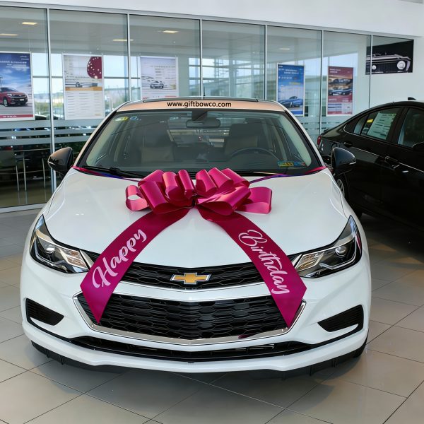 30 Inch "Happy Birthday" Car Bows-Rose Red-Style D