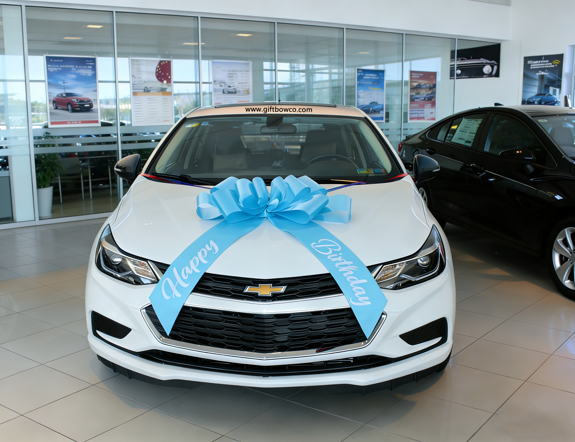 30 Inch "Happy Birthday" Car Bows-Sky Blue -Style D