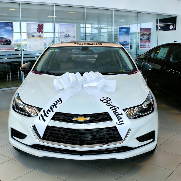 30 Inch "Happy Birthday" Car Bows-White-Style D