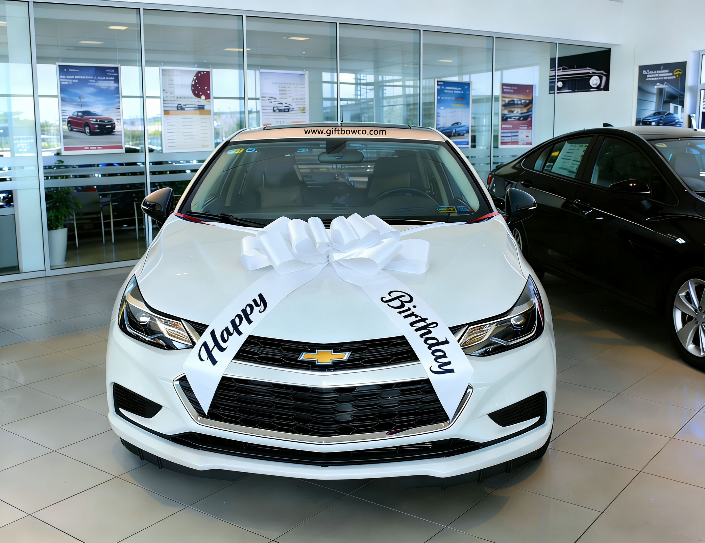 30 Inch "Happy Birthday" Car Bows-White-Style D