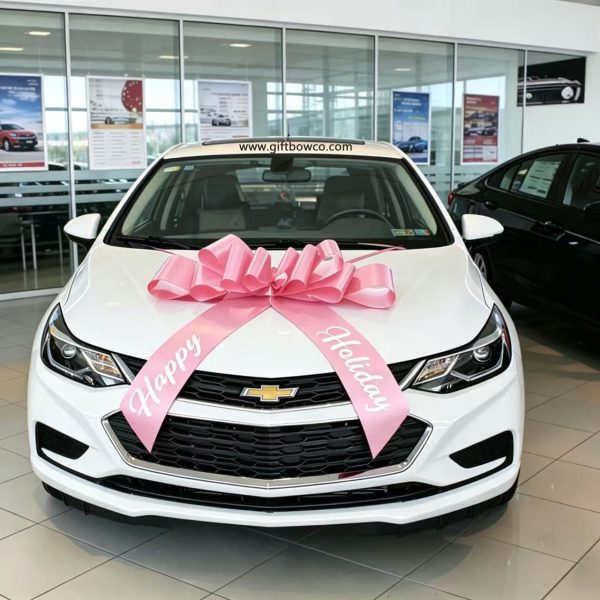 30 Inch “Happy Holiday” Car Bows-Pink-Style B