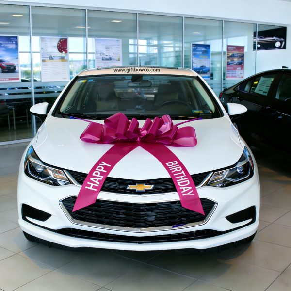 30 Inch “Happy Birthday” Car Bows-Rose Red-Style C