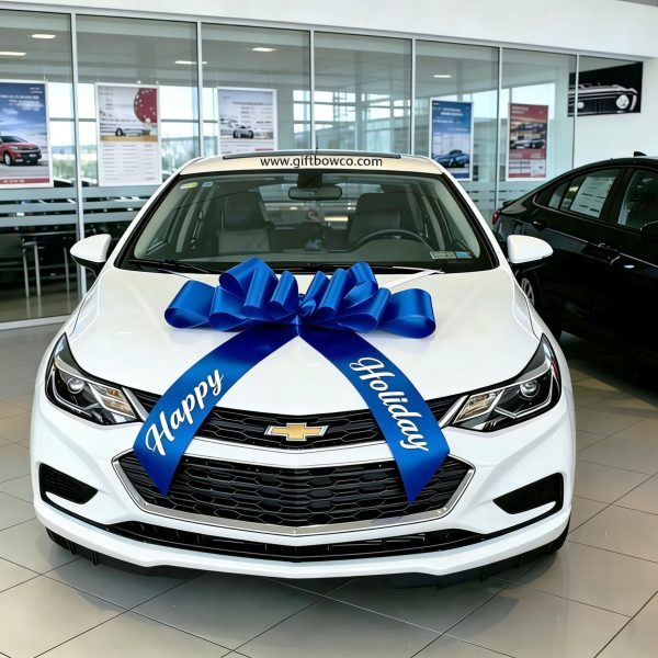 30 Inch “Happy Holiday” Car Bows-Blue-Style B