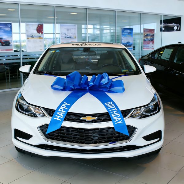 30 Inch “Happy Birthday” Car Bows-Blue-Style C