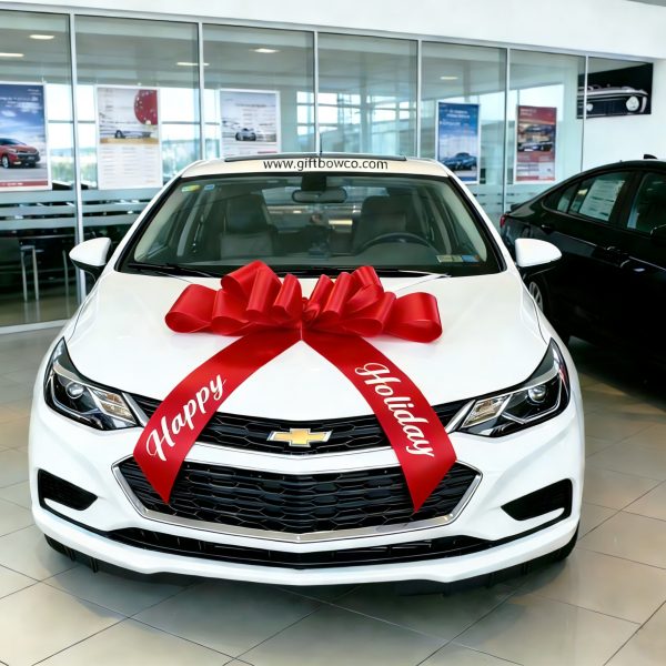 30 Inch “Happy Holiday” Car Bows-Red-Style B