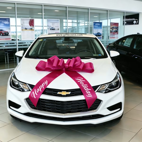 30 Inch “Happy Holiday” Car Bows-Rose red-Style B