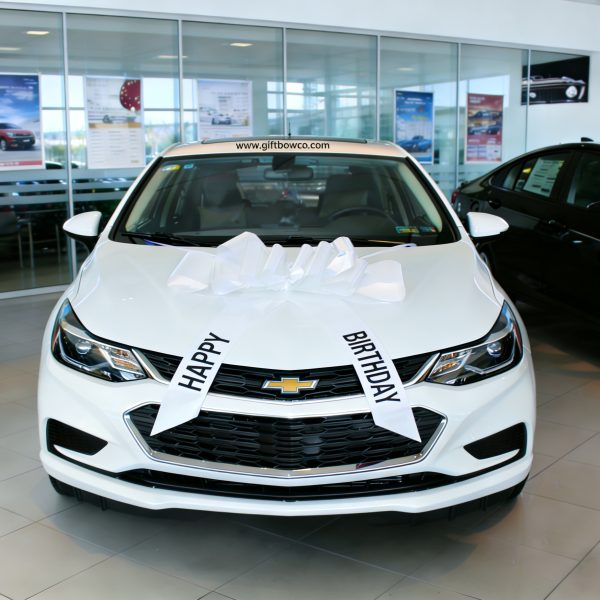 30 Inch “Happy Birthday” Car Bows-White-Style C